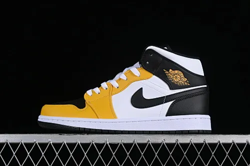 All categories Air Jordan Jordan series basketball shoes Air Jordan 1 Mid Air Jordan 1 Mid AJ1 Joe 1 white black yellow Chinese culture and leisure sneakers DQ8426-701
